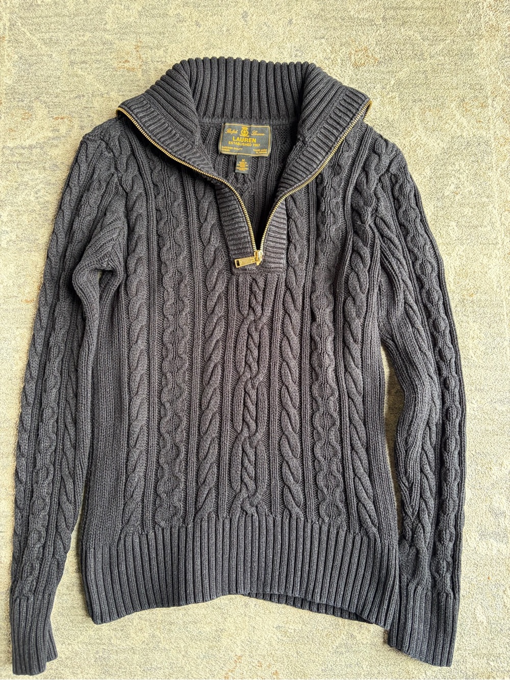 Vintage Black Ralph Lauren Cable Knit Sweater - Black size Medium